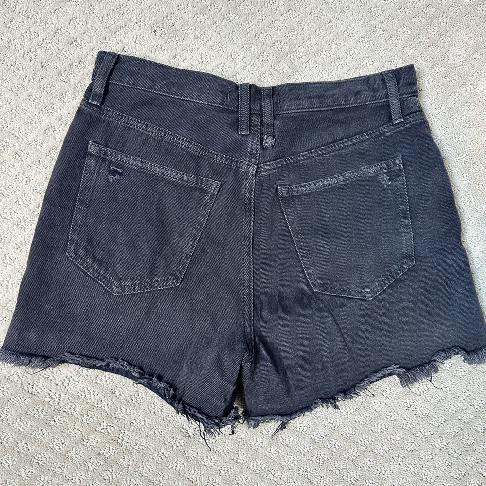 Sz 29 We the Free Free People black denim jean shorts high waist button fly - Picture 2 of 5